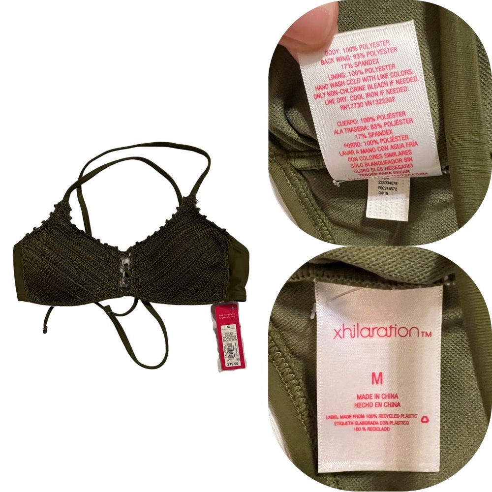 ⚡️ SALE- NWT Olive Green Bikini Top, Size Medium